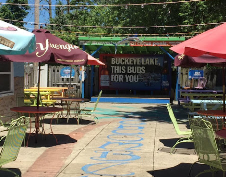 Photo of the outside seating area of the Beach House Pub.