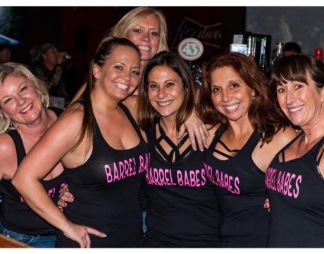 6 waitresses in black tank tops