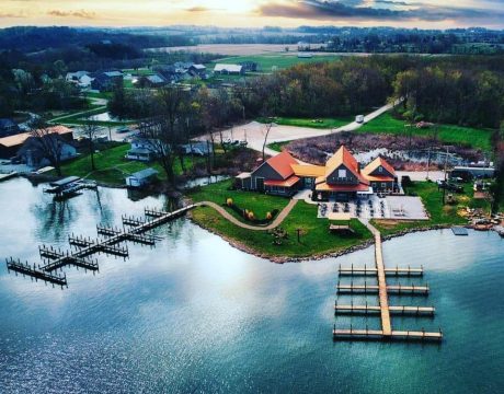 An aerial view of Buckeye Lake Winery.