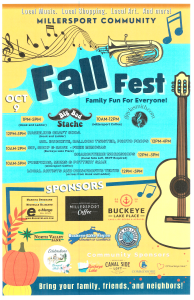 A schedule of events for the Millersport Community Market Fall Fest.