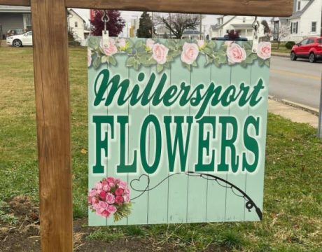 Photo of a sign that says "Millersport Flowers"