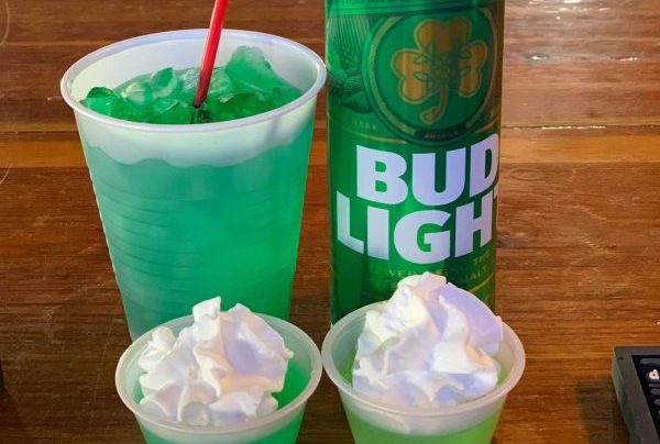 Photo of green colored drinks for St. Patrick's Day.