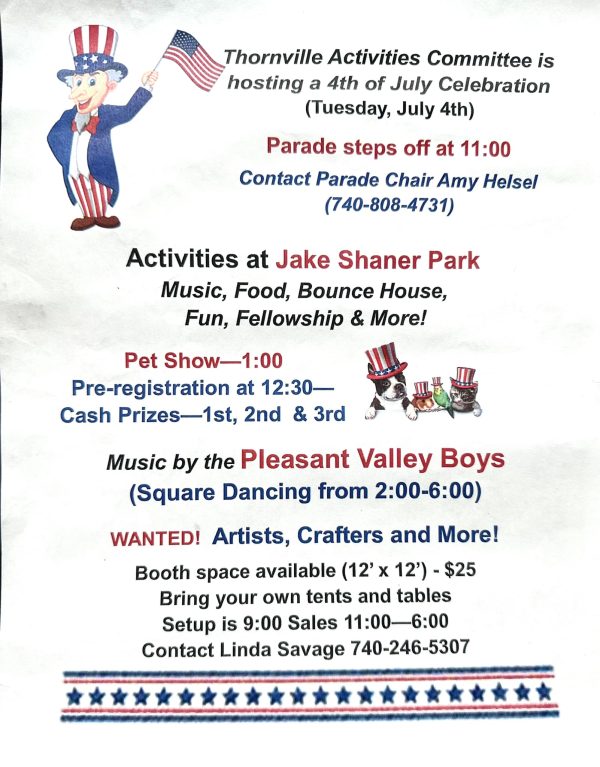 Promotional image for Thornville's 4th of July Celebration.