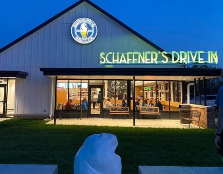 Photo of the front of the Schaffner's Drive In building.