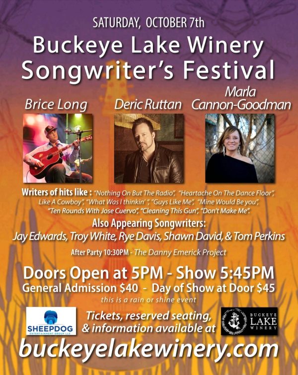 Promotional image for the Songwriters Festival at Buckeye Lake Winery.