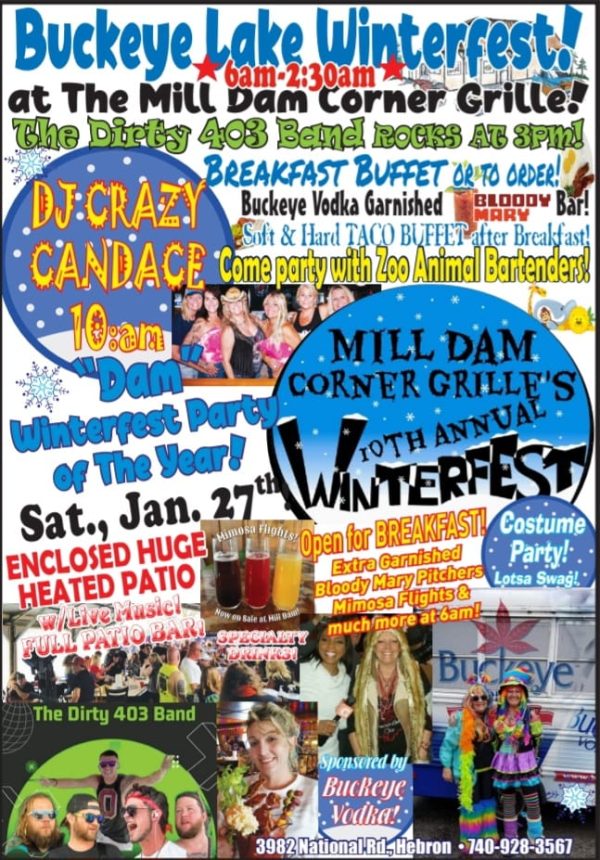 Promotional image for the 2024 Winterfest at The Mill Dam Corner Grille.