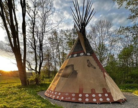 Photo of an Indian campsite near the Cherokee Valley Bison Ranch