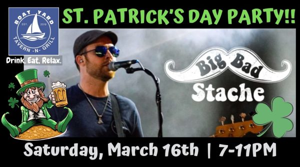 Promotional image for Boatyard at Buckeye Lake's St. Patrick's Day Party.