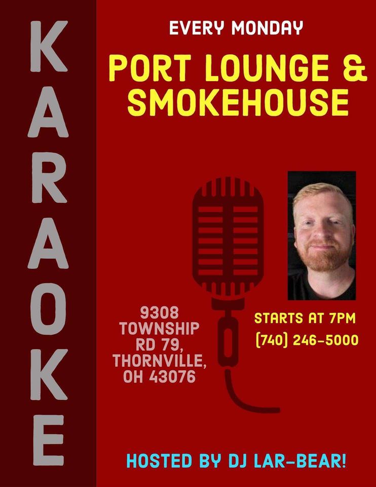 Promotional image for Lar-Bear Karaoke at The Port Smokehouse.