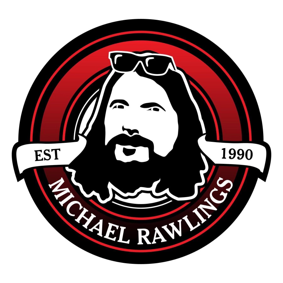 Logo for musician Michael Rawlings, established in 1990.