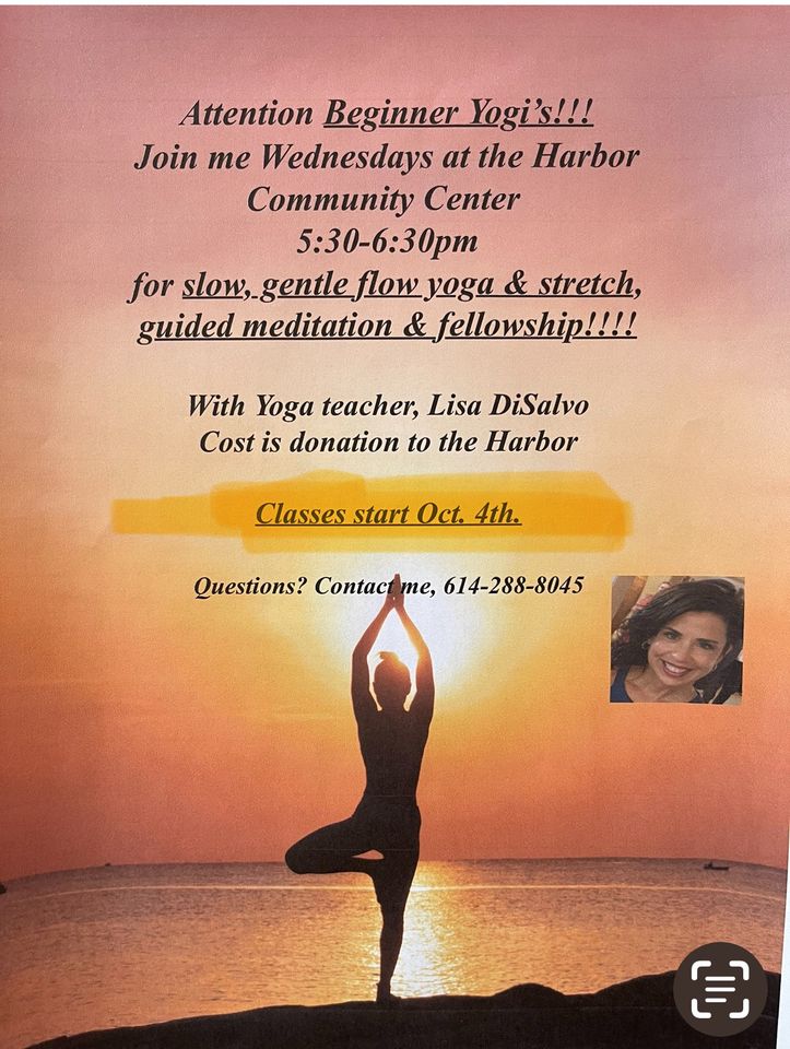 Promotional image for Yoga with Lisa at The Harbor Community Center.