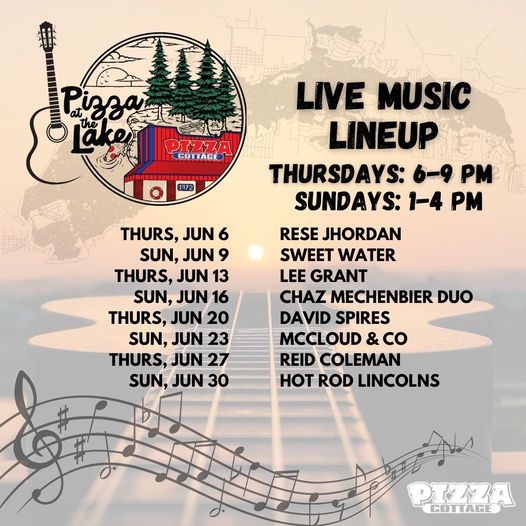 Photo of the June music lineup at Pizza Cottage Buckeye Lake