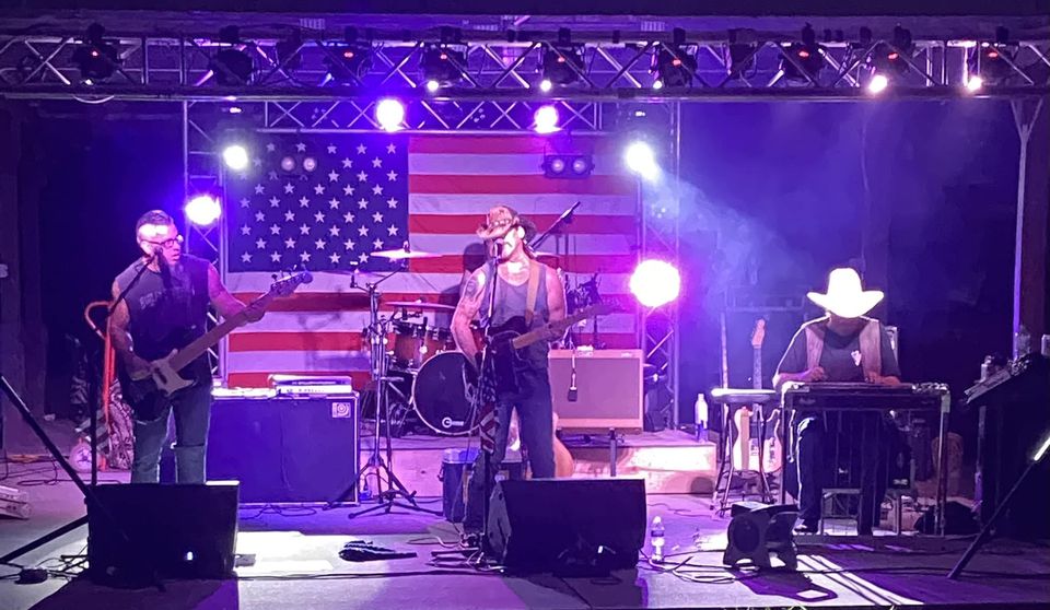 Photo of a band playing on a stage