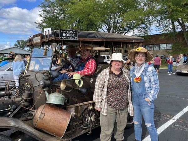 photo of scarecrows at the sweet corn festival