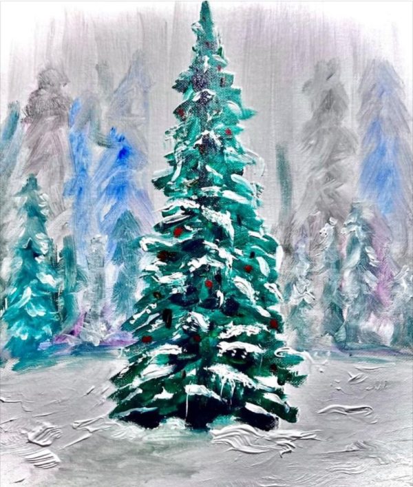 Christmas tree painting